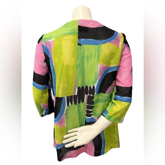 Joseph Ribkoff Abstract Print Jacket Cardigan Women’s S/M Open Front 3/4 Sleeve - Picture 3 of 8
